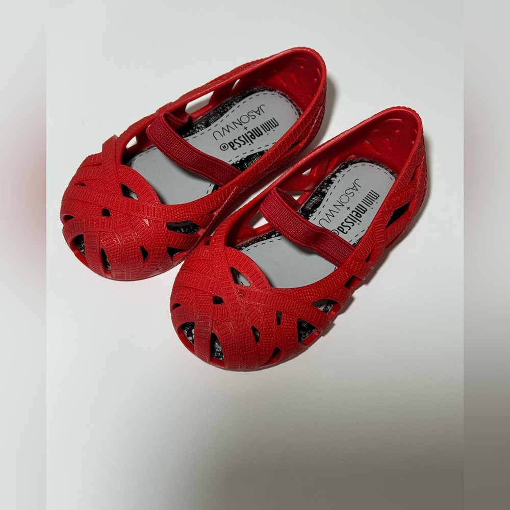 Mini Melissa Jason Wu Baby Shoes Red Jelly Flats Size 5 Toddler US - Picture 2 of 9